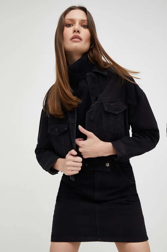 czarny Answear Lab kurtka jeansowa X kolekcja limitowana NO SHAME Damski