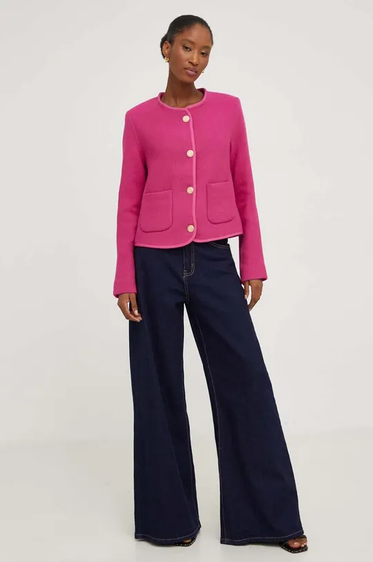 Пиджак с шерстью Answear Lab розовый
