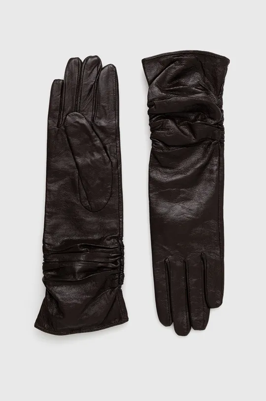 brązowy Answear Lab rękawiczki skórzane Damski