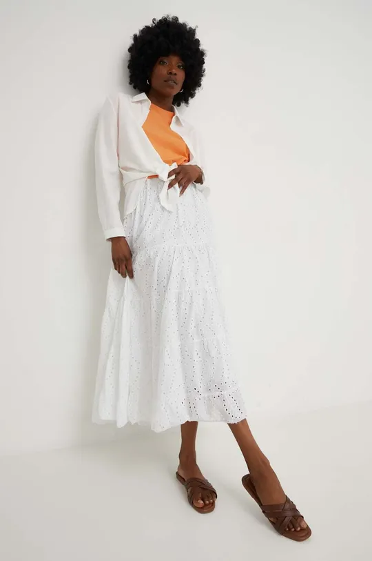 bijela Pamučna suknja Answear Lab Ženski