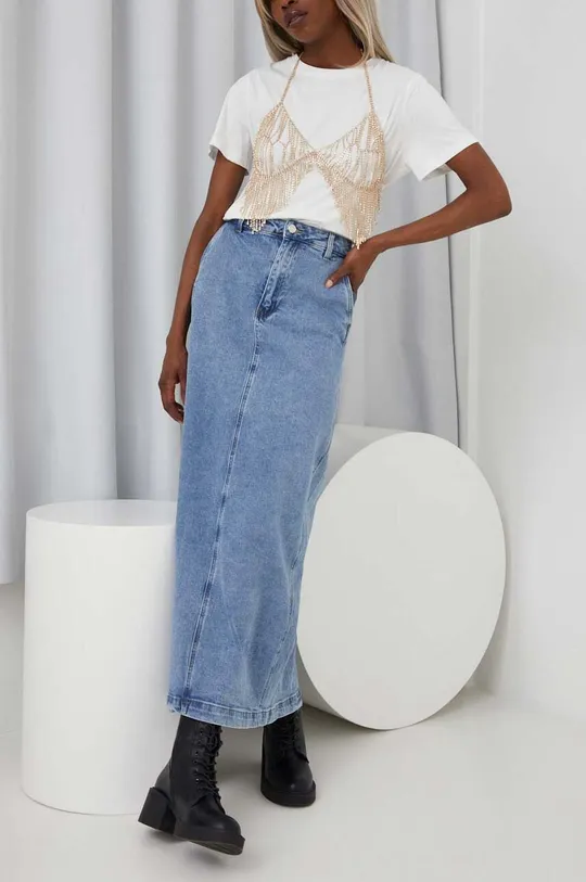 Answear Lab spódnica jeansowa X kolekcja limitowana BE SHERO niebieski