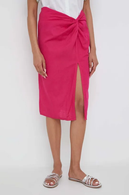 roza Lanena suknja Answear Lab Ženski