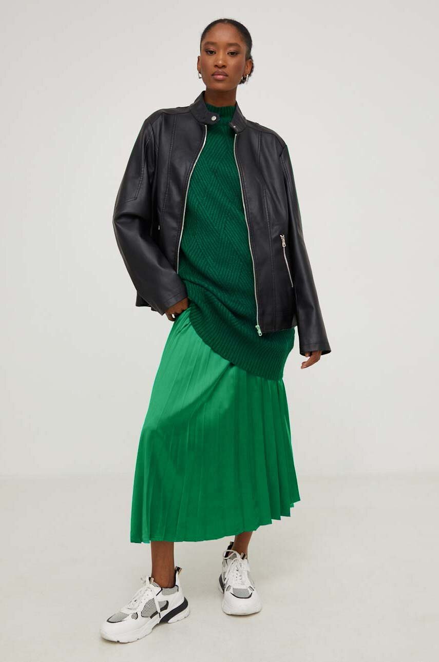 Answear Lab spódnica kolor zielony maxi rozkloszowana