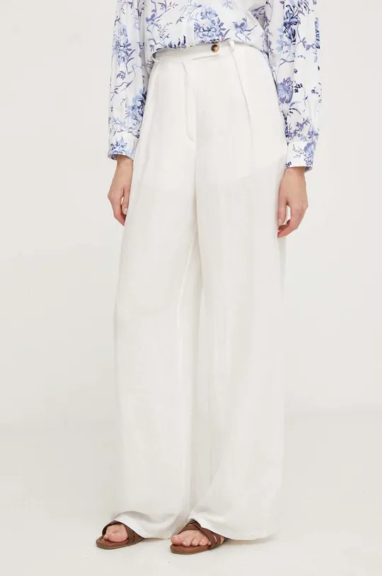 biały Answear Lab spodnie z lnem X kolekcja limitowana NO SHAME Damski