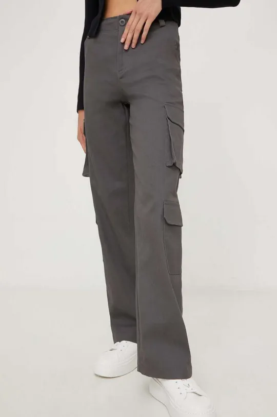 Хлопковые брюки Answear Lab серый