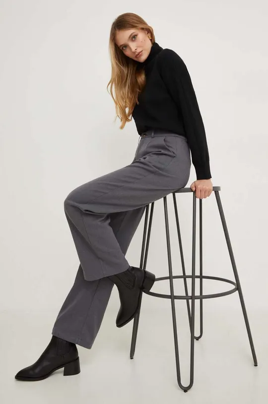 sivá Vlnené nohavice Answear Lab