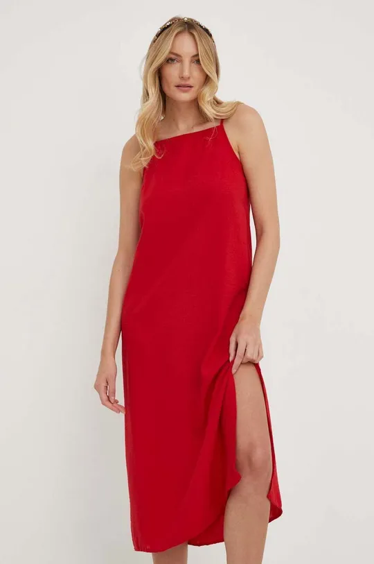 κόκκινο Φόρεμα από λινό μείγμα Answear Lab Γυναικεία