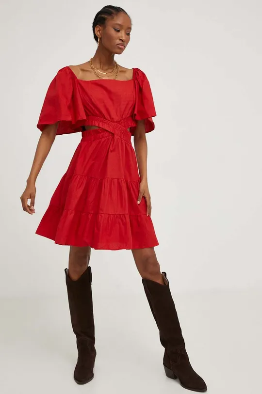 Answear Lab sukienka bawełniana czerwony