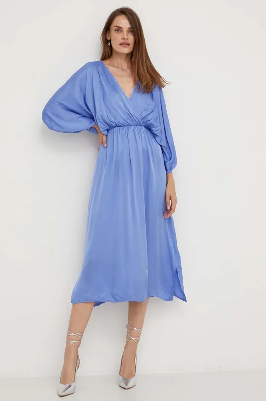 Φόρεμα με μετάξι Answear Lab μπλε