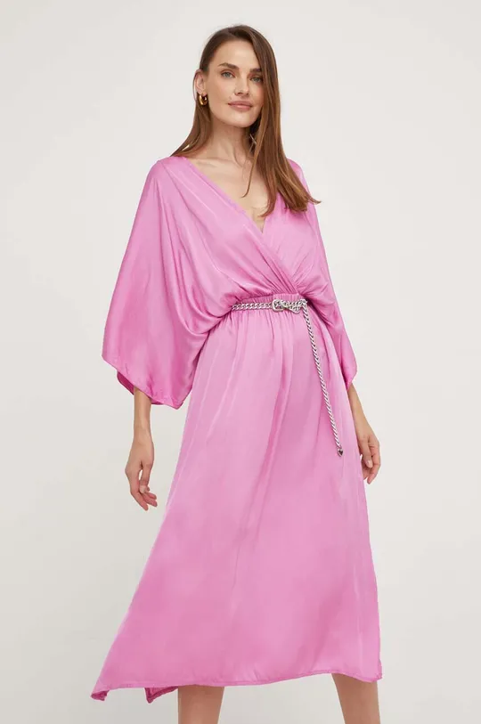 ροζ Φόρεμα από συνδιασμό μεταξιού Answear Lab Γυναικεία