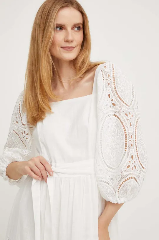 biały Answear Lab sukienka z lnem