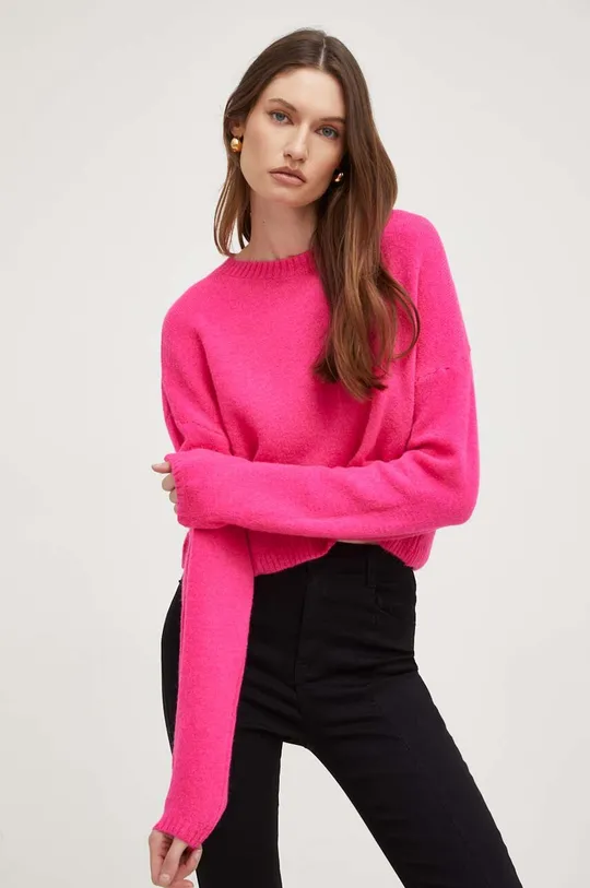 rózsaszín Answear Lab gyapjú pulóver X NO SHAME limitált kollekció