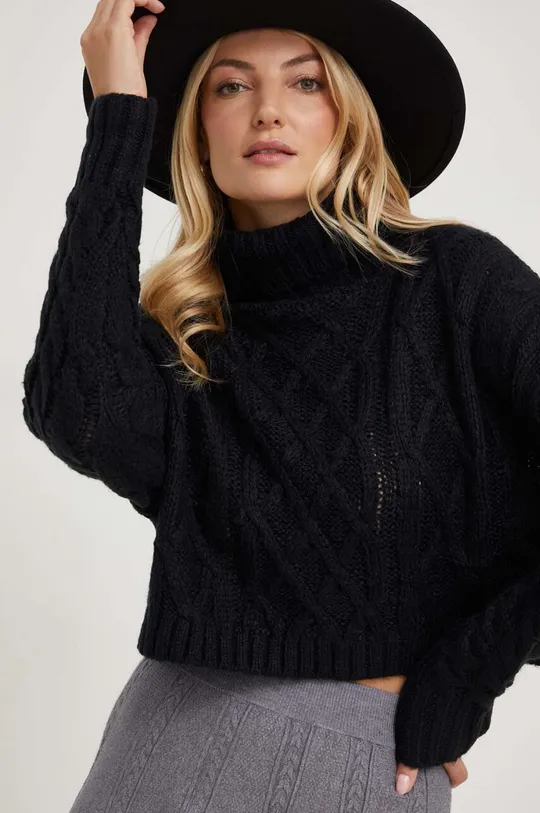 fekete Answear Lab gyapjú pulóver Női