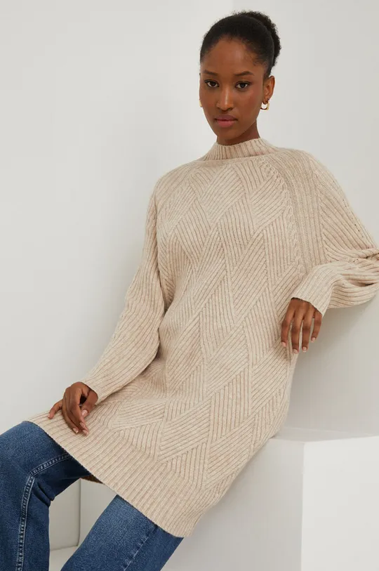 bézs Answear Lab gyapjú pulóver Női