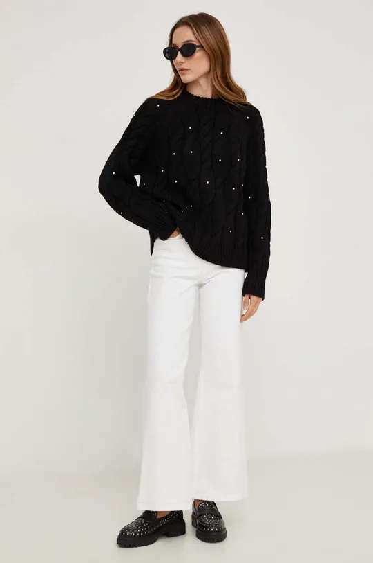 Vlnený sveter Answear Lab čierna