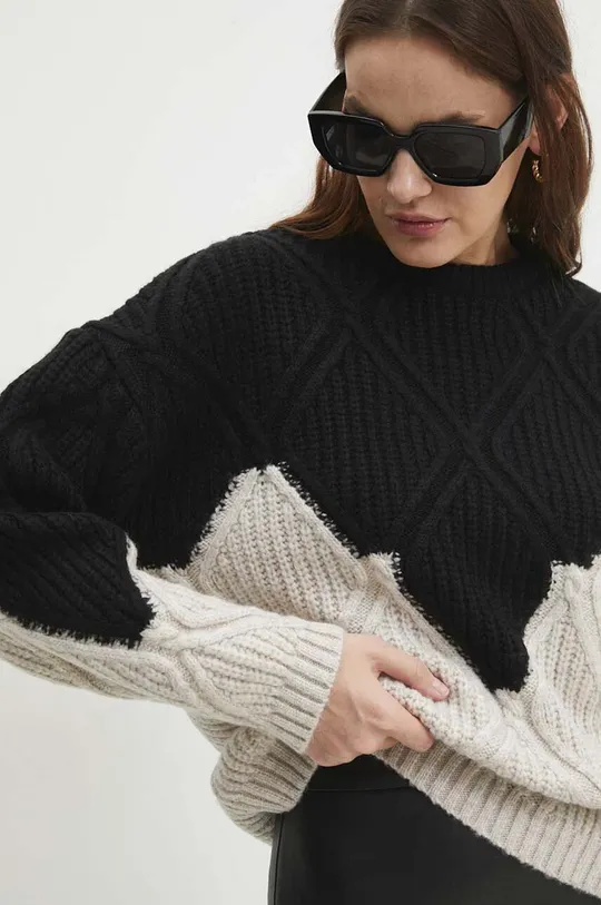 crna Vuneni pulover Answear Lab Ženski