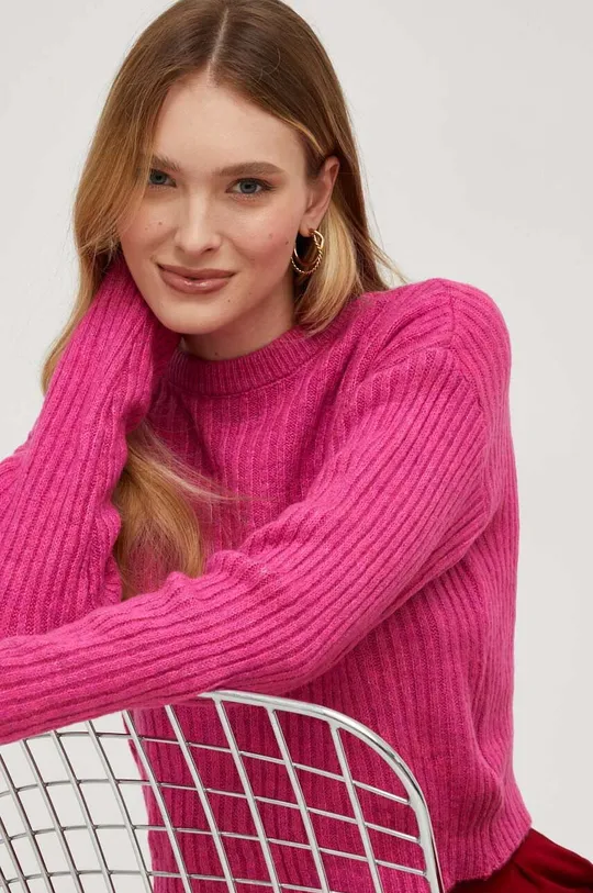 różowy Answear Lab sweter z domieszką wełny Damski