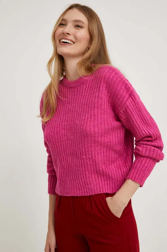 roza Pulover s dodatkom vune Answear Lab