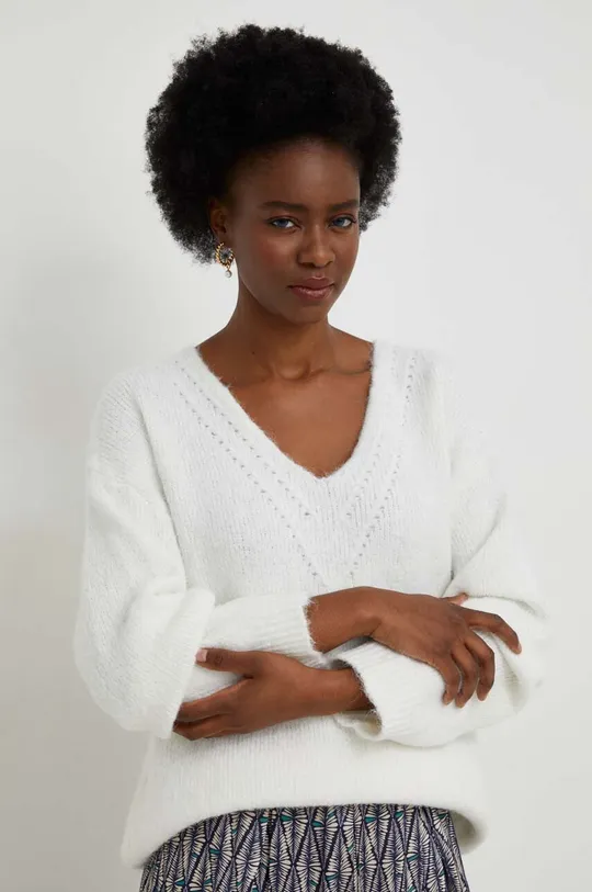 biały Answear Lab sweter z wełną Damski
