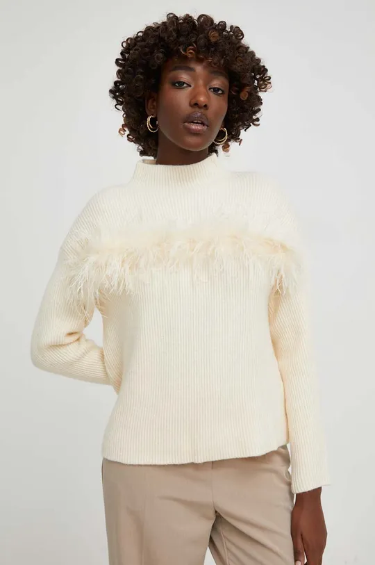 bézs Answear Lab gyapjú pulóver