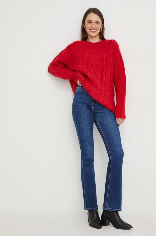 Answear Lab sweter z wełną czerwony