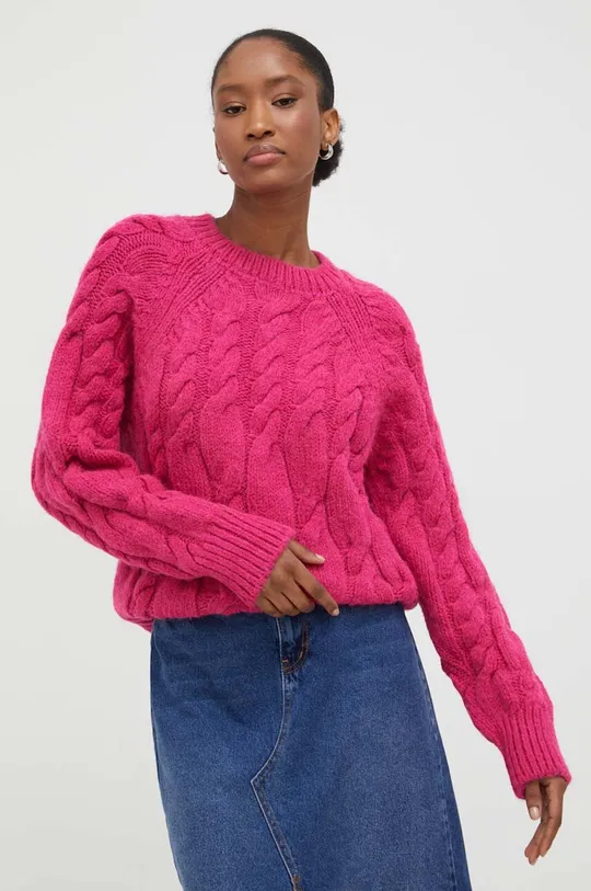 różowy Answear Lab sweter z wełną