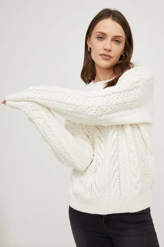 bézs Answear Lab gyapjúkeverék pulóver Női