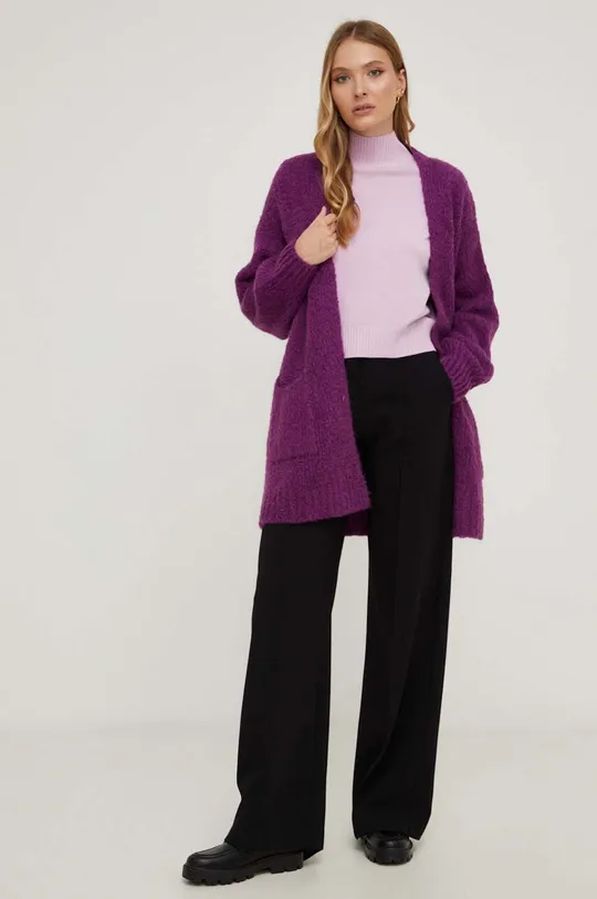 Кардиган с шерстью Answear Lab фиолетовой