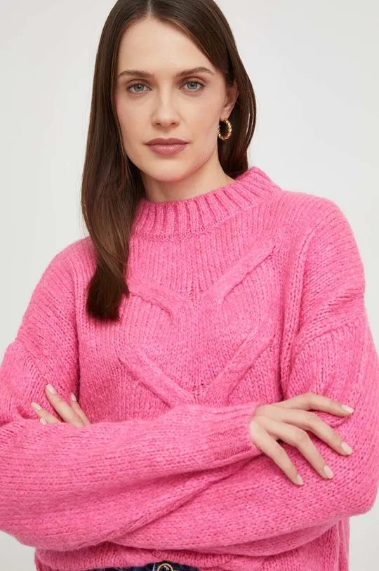 rózsaszín Answear Lab gyapjú pulóver Női