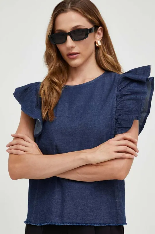 блакитний Бавовняна блузка Answear Lab Жіночий
