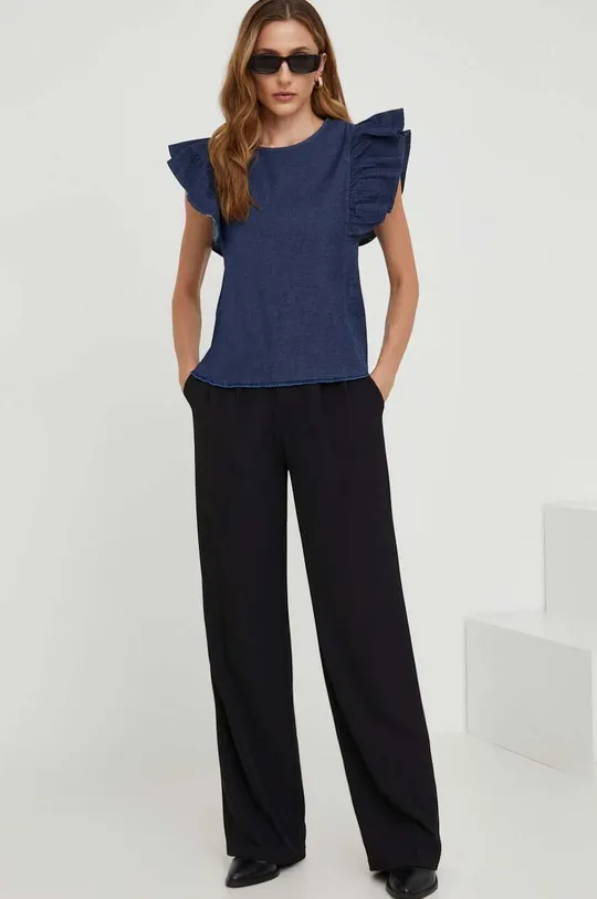 Answear Lab bluzka bawełniana X kolekcja limitowana NO SHAME niebieski