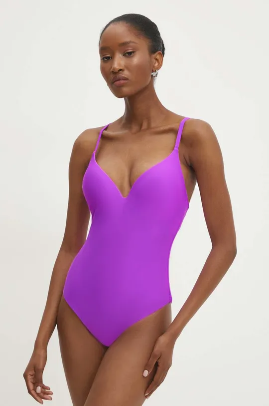 Answear Lab costum de baie dintr-o bucată cu balene violet mo3816.ijs