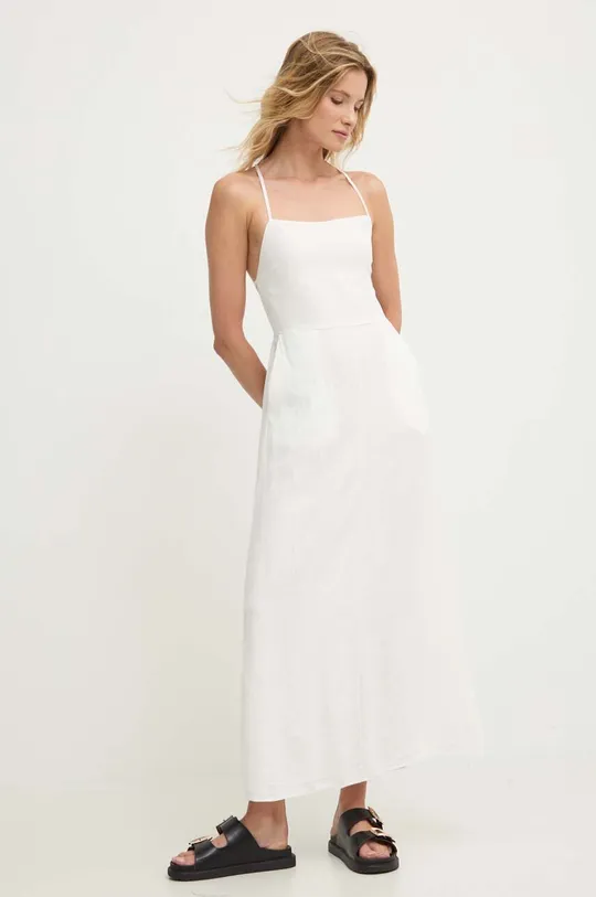 Lanena haljina Answear Lab bijela