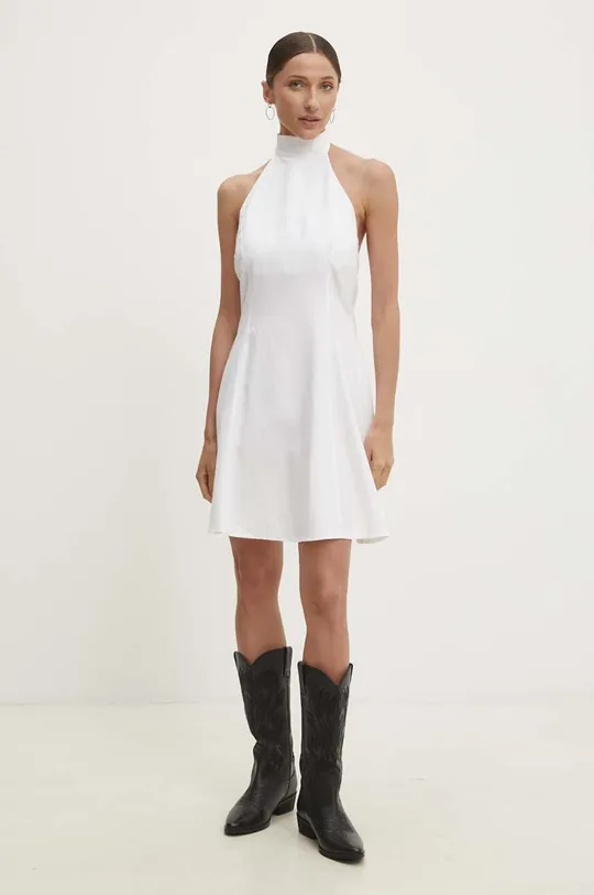 Φόρεμα με λινό Answear Lab λευκό