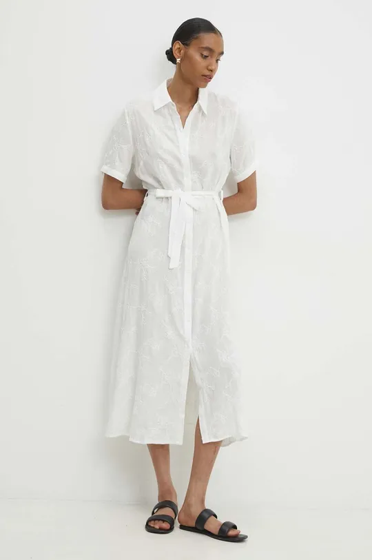 Льняное платье Answear Lab узор белый w8617.ims