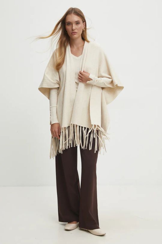 Answear Lab poncho a maglia fine beige M1796.HLK