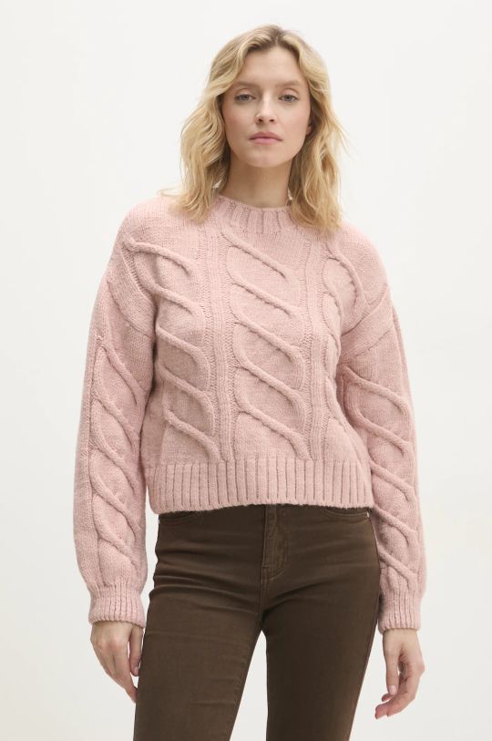 Answear Lab sweter okrągły różowy 4569.tos