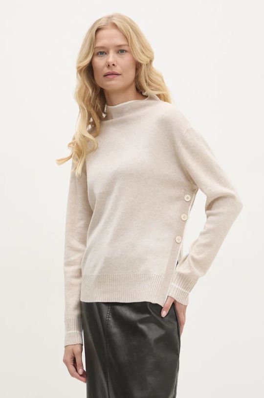 Answear Lab sweter z wełną półgolf beżowy 60305.ILK