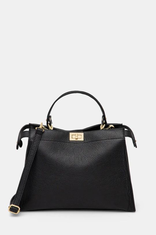 Answear Lab borsa a mano in pelle pelle fiore nero 989.hms