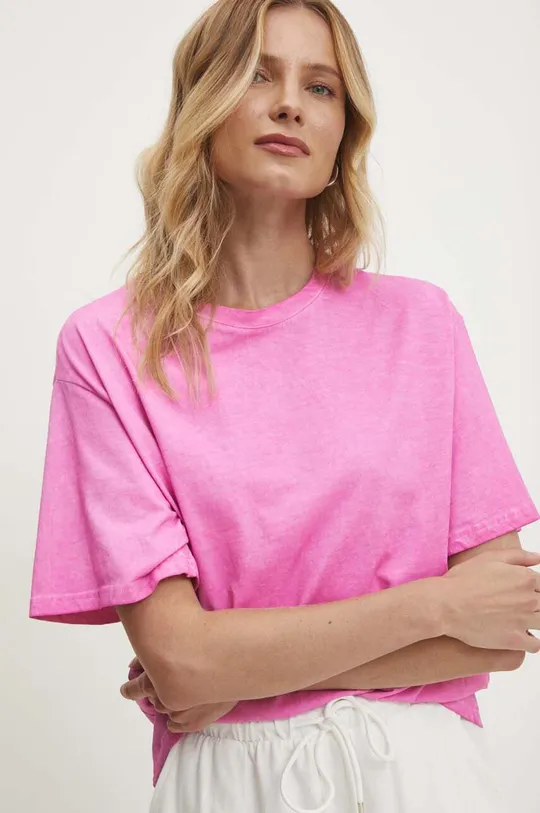 рожевий Бавовняна футболка Answear Lab