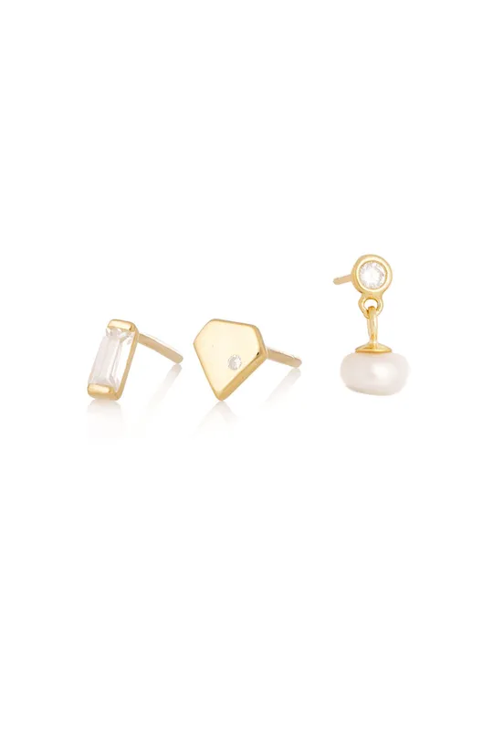 χρυσαφί Ασημένια επιχρυσωμένα σκουλαρίκια ANIA KRUK Rock It(3-pack) Γυναικεία