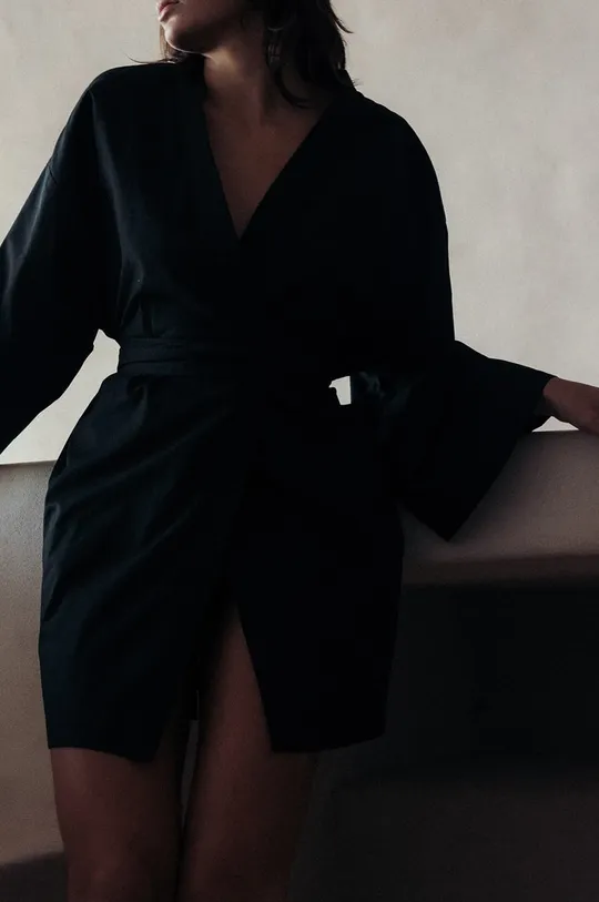 μαύρο Μπουρνούζι MUUV. Szlafrok Kimono Noir Γυναικεία