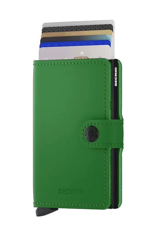 Кожен портфейл Secrid Miniwallet Matte Bright Green зелен