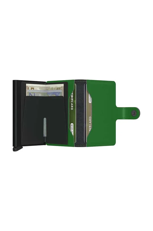 Usnjena denarnica Secrid Miniwallet Matte Bright Green Aluminij, Naravno usnje
