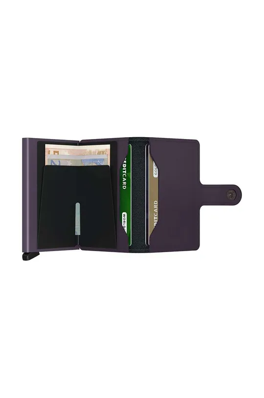 Secrid portfel skórzany Miniwallet Matte Dark Purple Aluminium, Skóra nubukowa