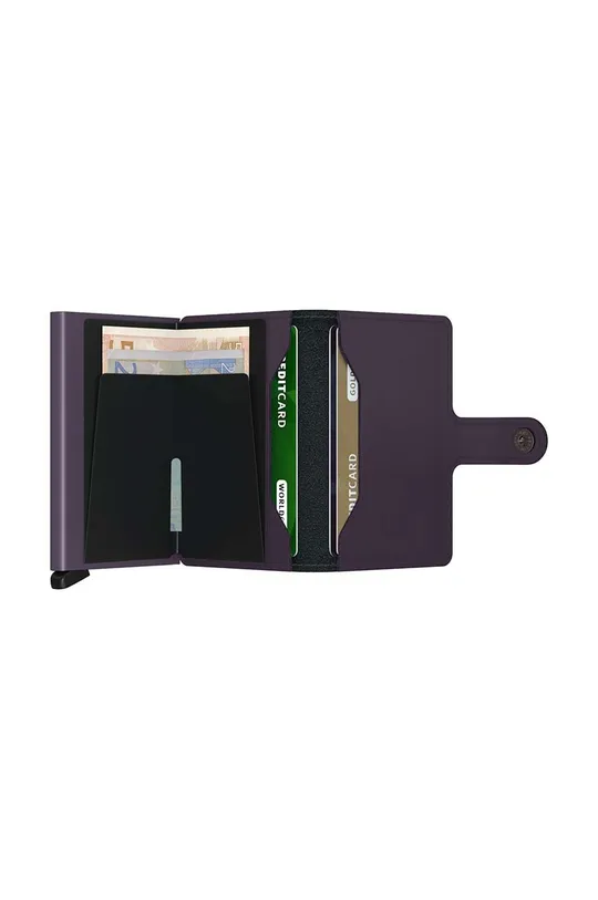 Kožni novčanik Secrid Miniwallet Matte Dark Purple Aluminij, Nubuk koža