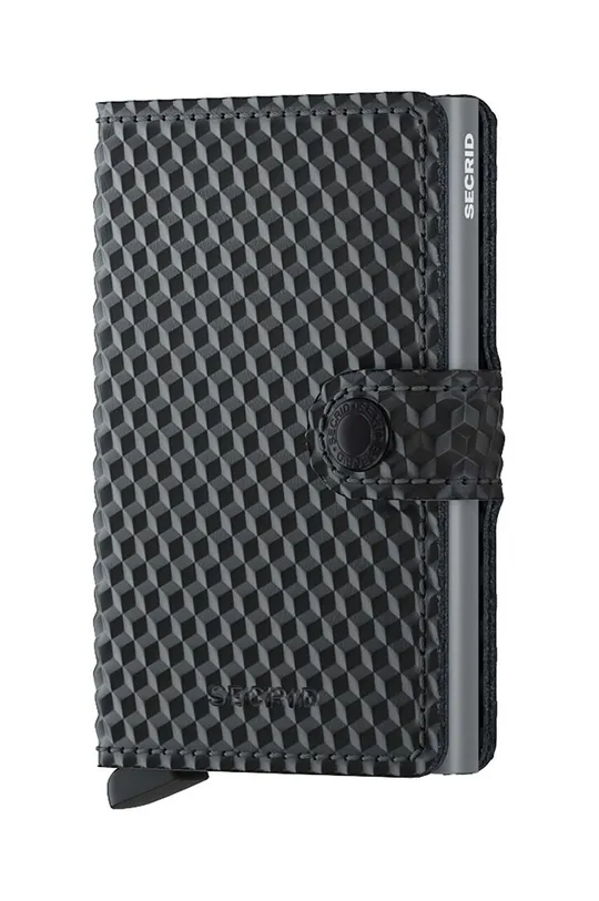 чёрный Кожаный кошелек Secrid Cubic Black-Titanium Unisex