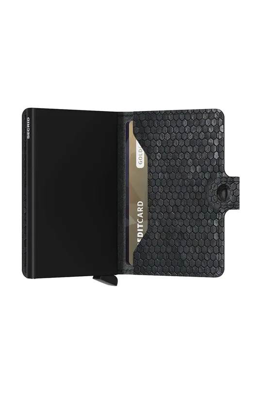 μαύρο Δερμάτινο πορτοφόλι Secrid Miniwallet Hexagon Black