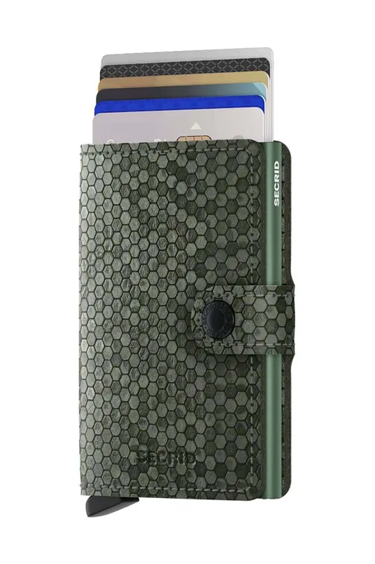 Δερμάτινο πορτοφόλι Secrid Miniwallet Hexagon Green πράσινο