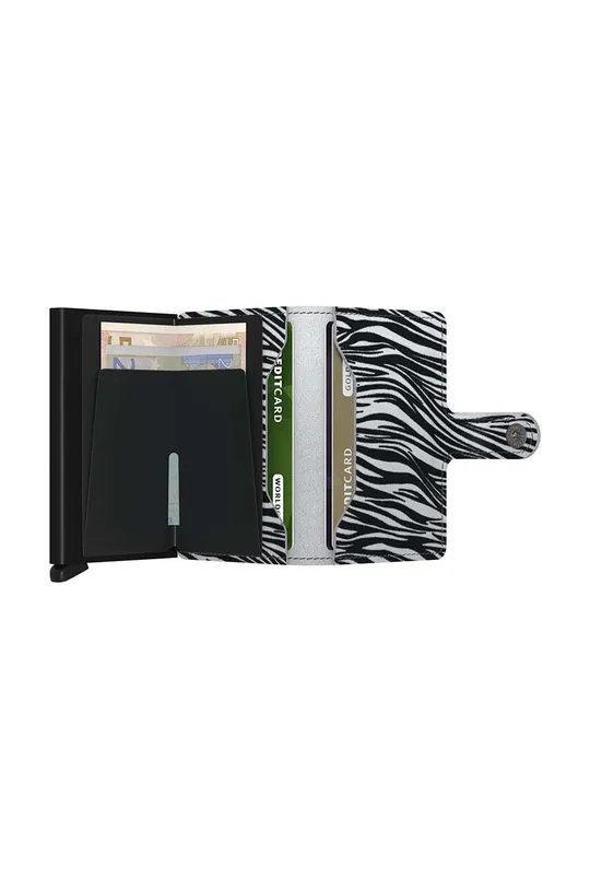 Secrid portofel de piele Miniwallet Zebra Light Grey Aluminiu, Piele naturala